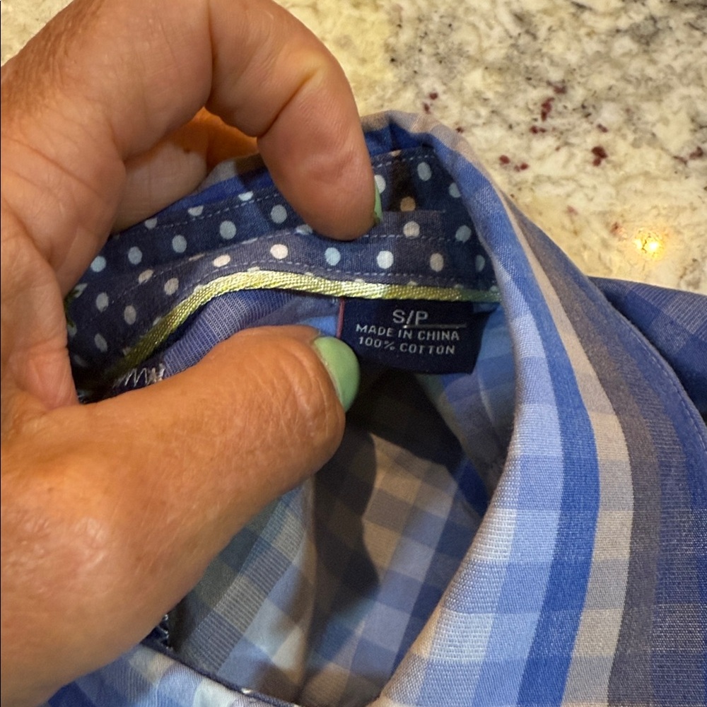 Tommy Bahama Men’s Striped long sleeve shirt polka dot cuffs blue/white Size S - Picture 6 of 12